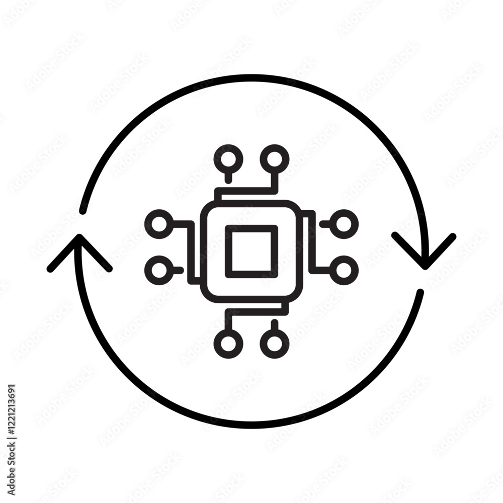 Optimize AI Icon – Chip with Connections Representing Advanced AI Optimization Optimize AI Icon – Chip with Connections Representing Advanced AI Optimization