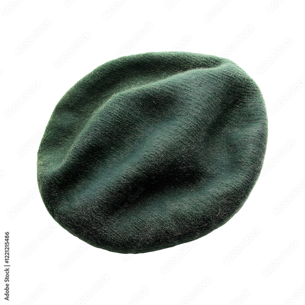 Woolen Beret in Deep Emerald Green Isolated on Transparent Background Woolen Beret in Deep Emerald Green Isolated on Transparent Background
