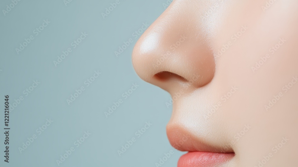 Closeup portrait, exploring the subtle beauty and unique contours of a woman's nose Closeup portrait, exploring the subtle beauty and unique contours of a woman's nose