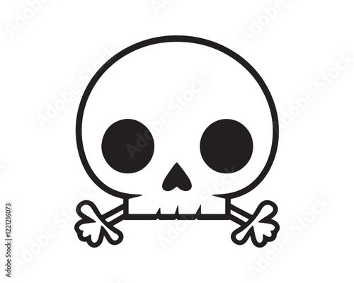 Skull and Crossbones Icon on White Background. Vector
