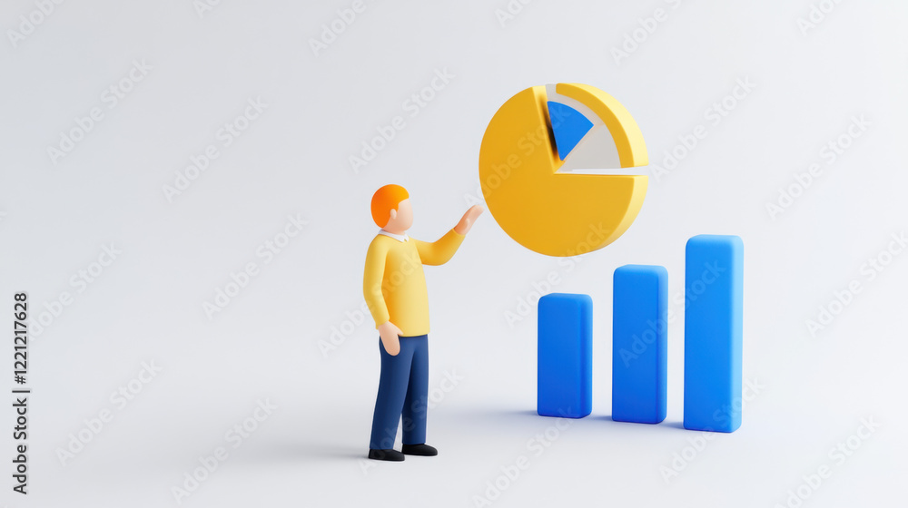 Policy Revision, A person in a yellow shirt analyzes a colorful pie chart and bar graph, representing data visualization and business growth. Policy Revision, A person in a yellow shirt analyzes a colorful pie chart and bar graph, representing data visualization and business growth.