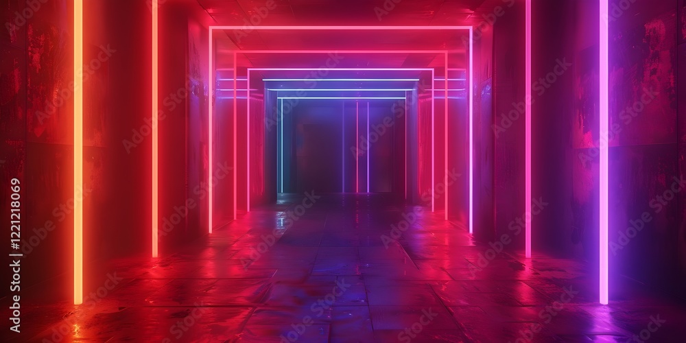 Fototapeta premium Dynamic Geometric Flow A Bright Neon Design Gradient Wallpaper With Abstract Lines And Generative 