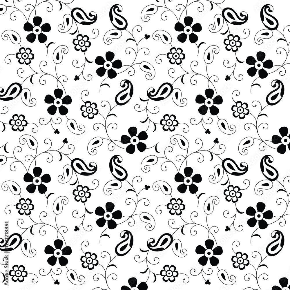 Paisley Flower Design pattern For background, wallpaper. Paisley Flower Design pattern For background, wallpaper.