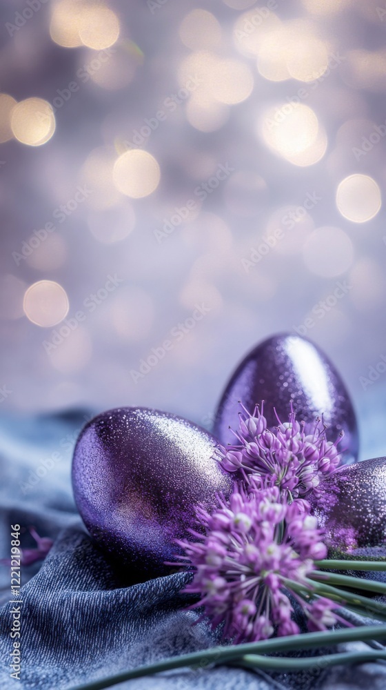 Fototapeta premium Easter egg & paschal themed social media template to boost your content! Perfect for holiday promotions & festive posts. This 9:16 format features elegant symbols, soft glow & trendy spring designs.