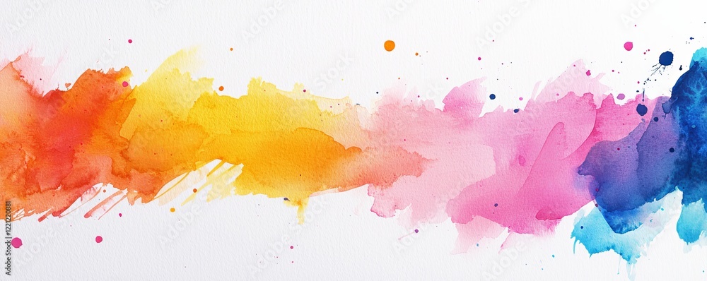 Fototapeta premium A vibrant watercolor splash featuring a blend of orange, pink, and blue hues, creating an artistic and colorful visual effect.