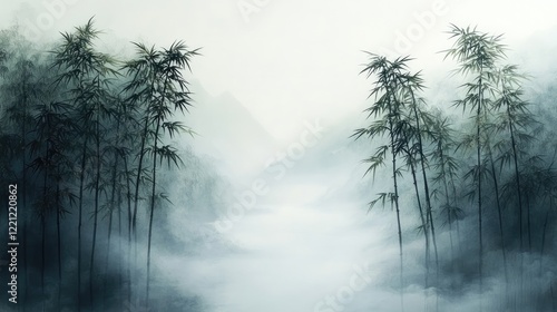 A monochromatic watercolor painting of bamboo,