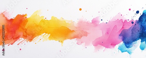 Wallpaper Mural A vibrant watercolor splash featuring a blend of orange, pink, and blue hues, creating an artistic and colorful visual effect. Torontodigital.ca