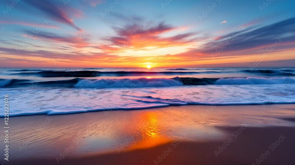 Vibrant Ocean Sunset With Pink And Orange Clouds Vibrant Ocean Sunset With Pink And Orange Clouds