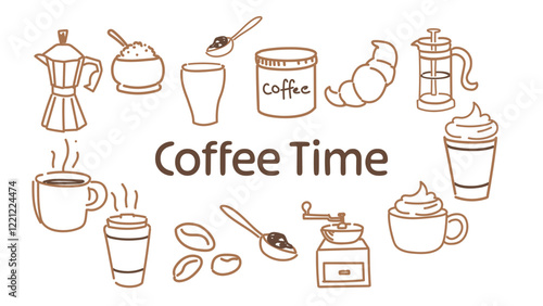 Doodle Coffee Elements Hand Drawn Line