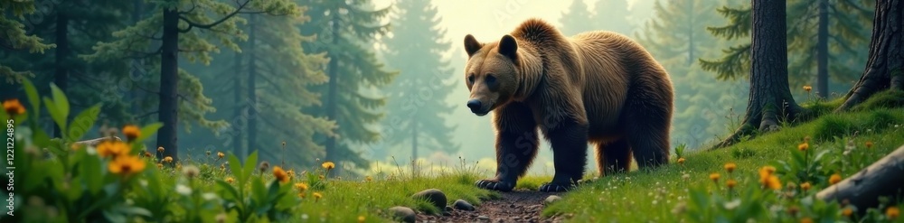 Majestic giant bear in forest , bears, nature, forest Majestic giant bear in forest , bears, nature, forest