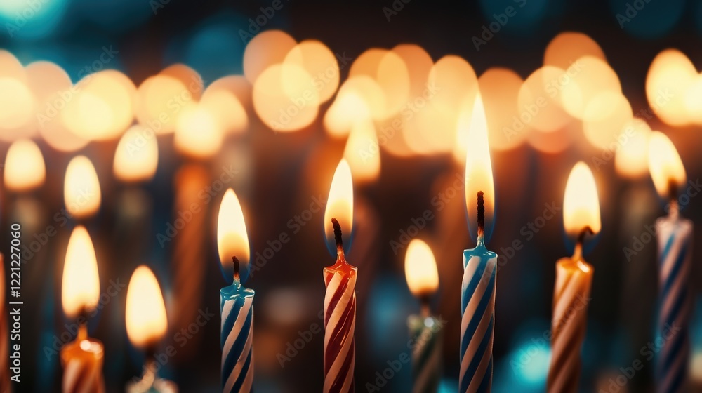 Colorful Birthday Candles With Warm Festive Backdrop Colorful Birthday Candles With Warm Festive Backdrop