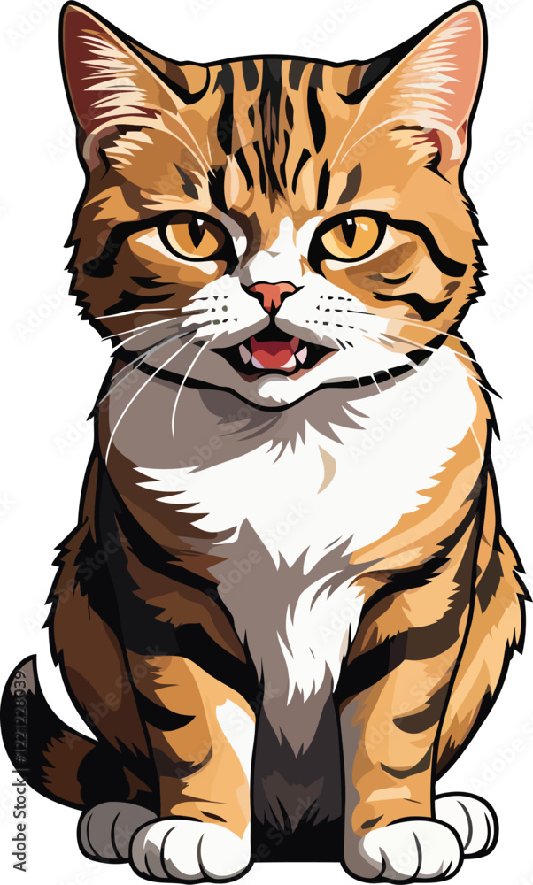 Aegean Cat is sit on the floor with angry position Aegean Cat is sit on the floor with angry position