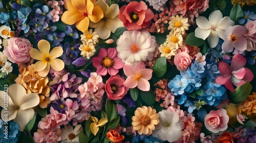 Wallpaper Mural Flower bed with spring flowers composition background Torontodigital.ca