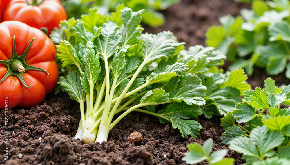 custom made wallpaper toronto digitalVibrant garden vegetables growing in rich soil, social responsibility