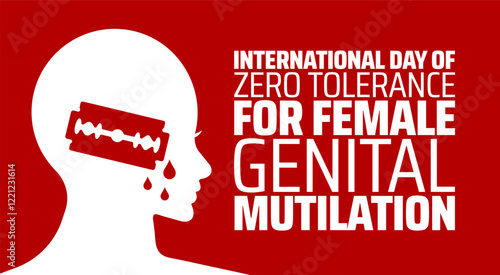 International Day of Zero Tolerance for Female Genital Mutilation background banner or poster design template. observed every year in February. Holiday concept. Use to any Template, card, poster.