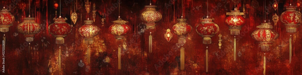 Obraz premium Beautiful Chinese Lanterns Illuminating a Festive Night Sky, Capturing the Essence of Tradition, Culture, and Celebration in Vibrant Colors.