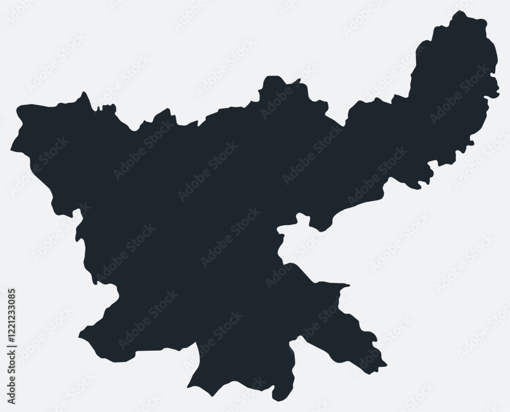 Jharkhand map. Just a simple border map. Shape of the state. Flat blank Jharkhand outline. Vector boundary illustration. Jharkhand map. Just a simple border map. Shape of the state. Flat blank Jharkhand outline. Vector boundary illustration.