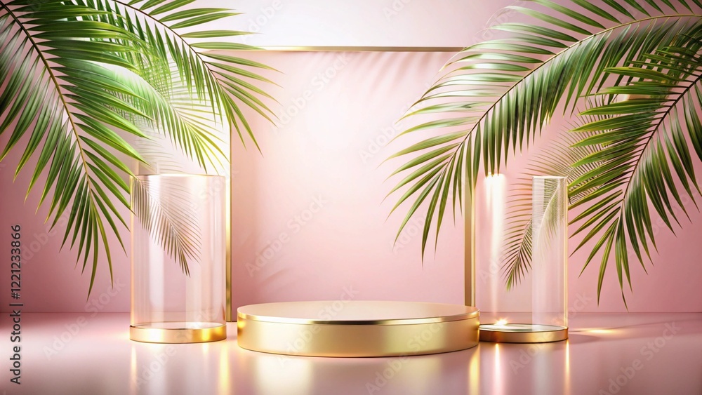 Product mockup templet, Golden luxury empty podium Illustration