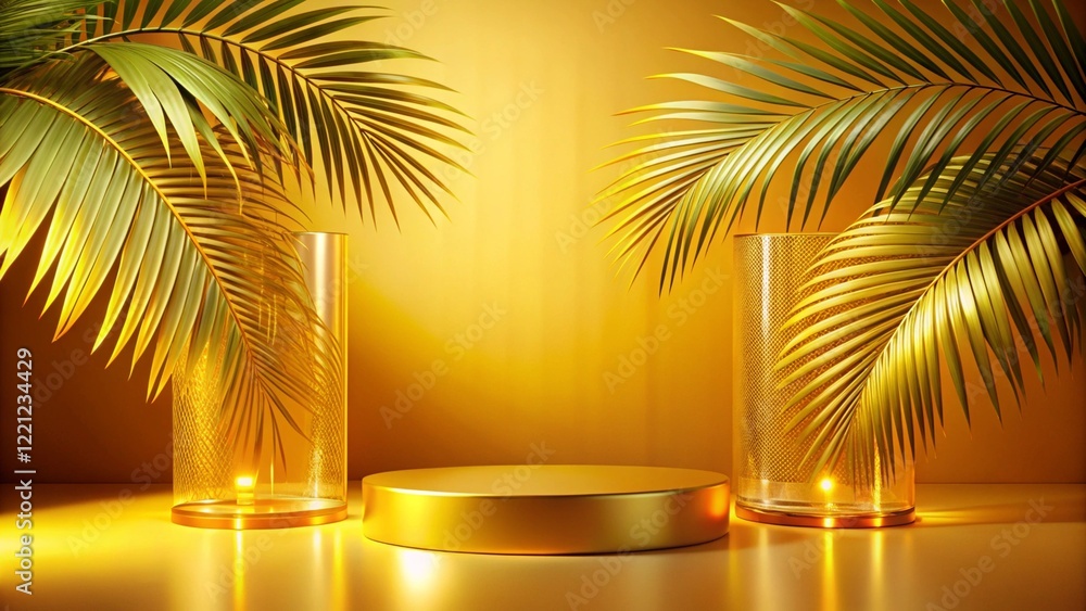 Product mockup templet, Golden luxury empty podium Illustration