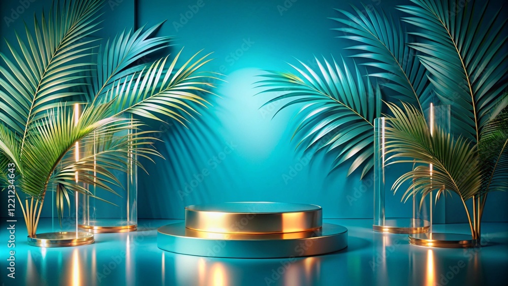 Product mockup templet, Golden luxury empty podium Illustration