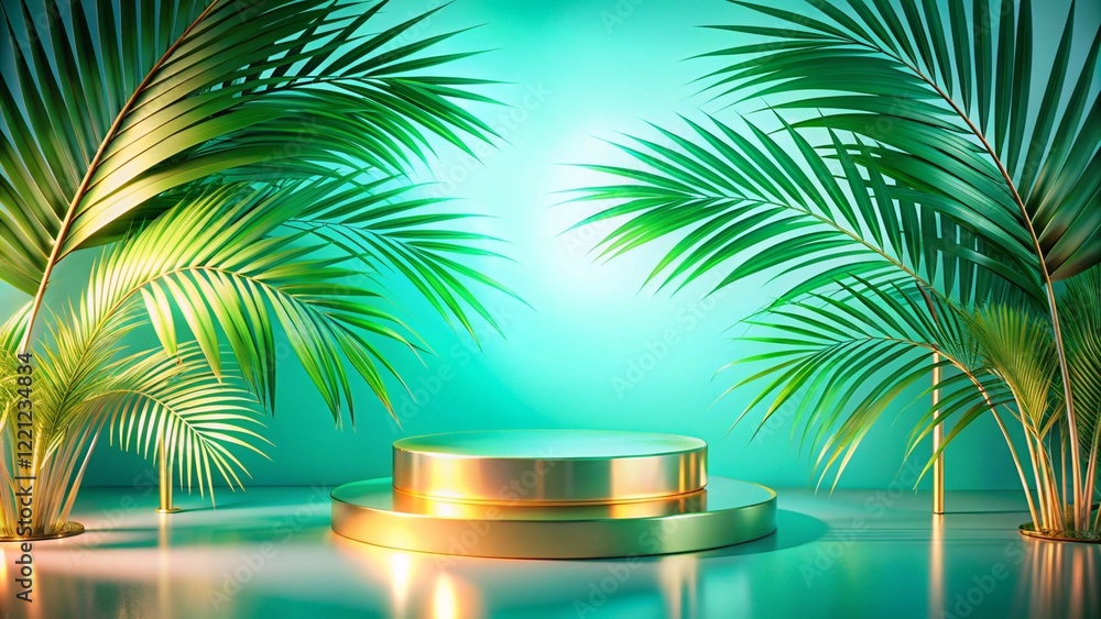 Product mockup templet, Golden luxury empty podium Illustration