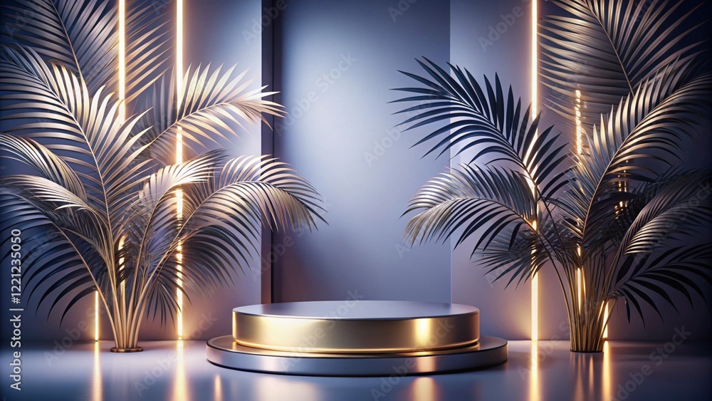Product mockup templet, Golden luxury empty podium Illustration