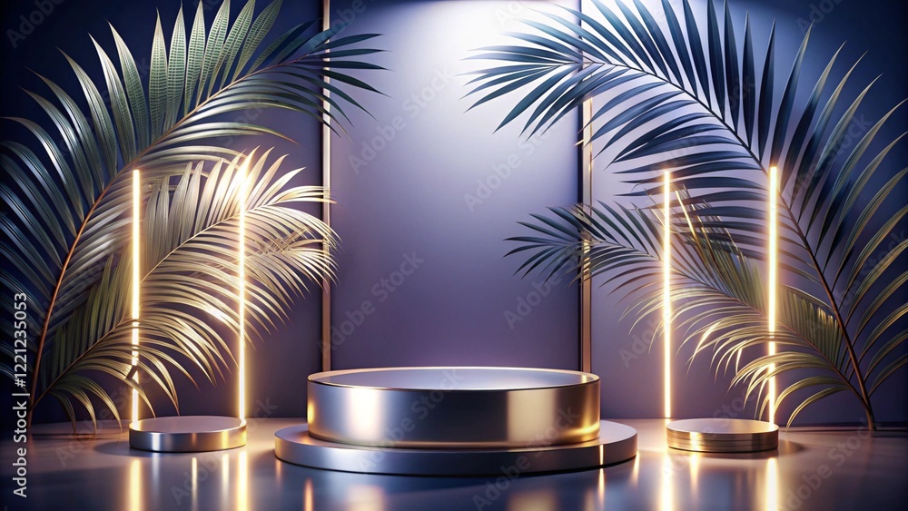 Product mockup templet, Golden luxury empty podium Illustration