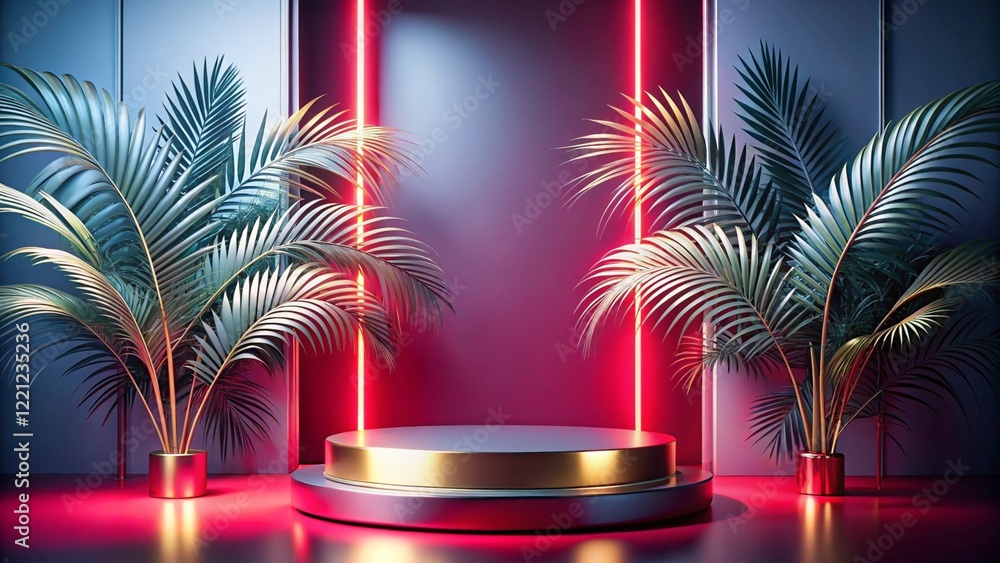 Product mockup templet, Golden luxury empty podium Illustration