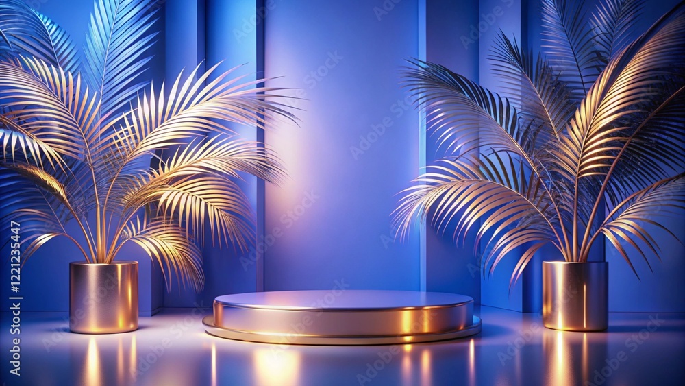 Product mockup templet, Golden luxury empty podium Illustration