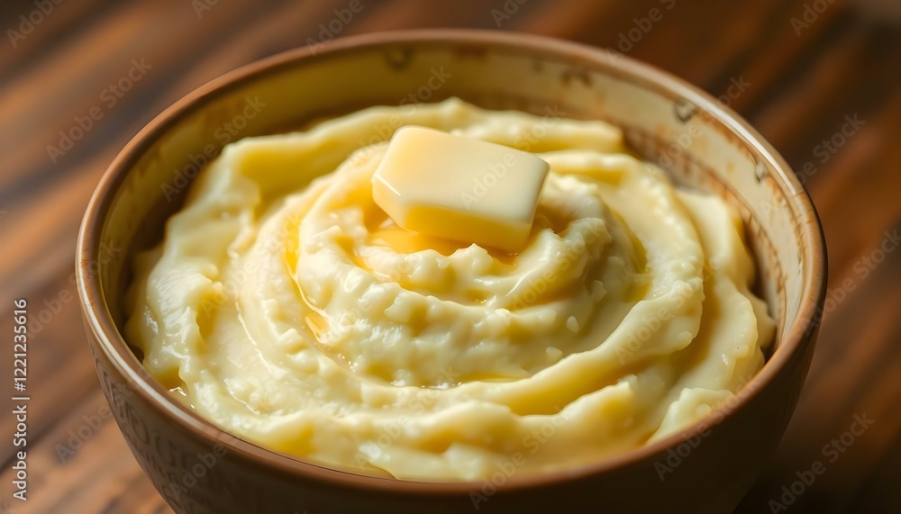 a bowl of mashed potatoes with butter on top a bowl of mashed potatoes with butter on top
