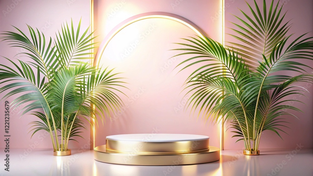 Product mockup templet, Golden luxury empty podium Illustration