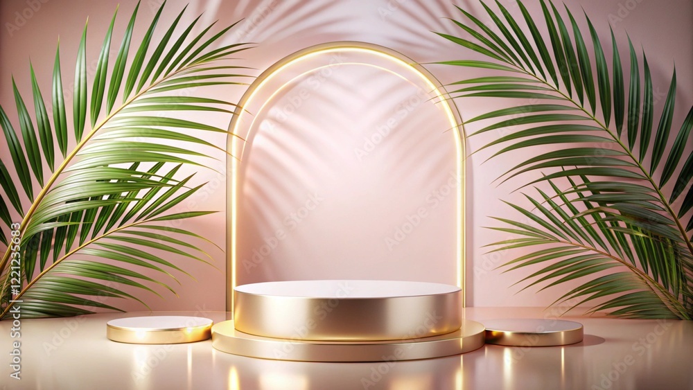 Product mockup templet, Golden luxury empty podium Illustration
