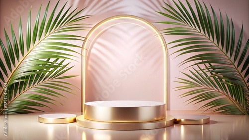 Product mockup templet, Golden luxury empty podium Illustration