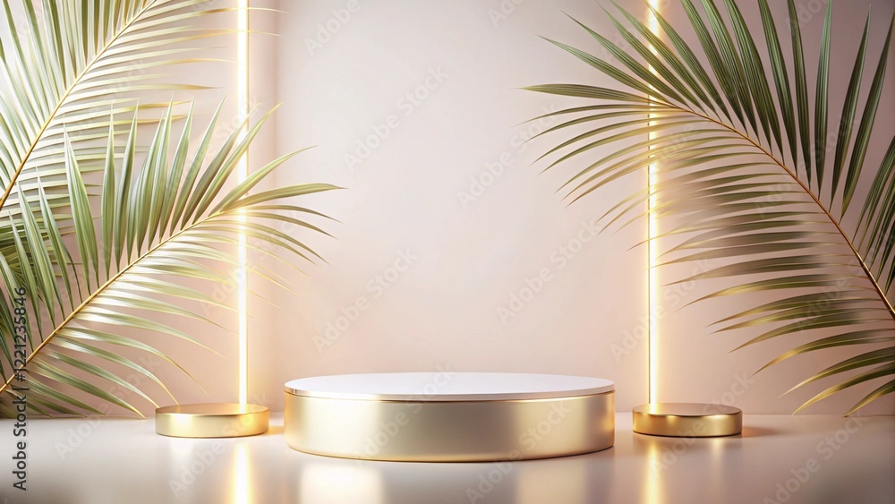 Product mockup templet, Golden luxury empty podium Illustration
