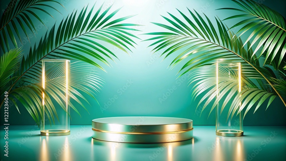 Product mockup templet, Golden luxury empty podium Illustration