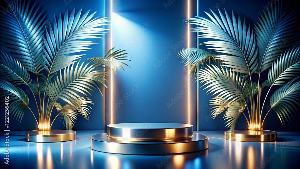 Product mockup templet, Golden luxury empty podium Illustration