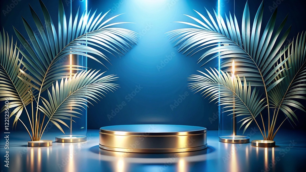 Product mockup templet, Golden luxury empty podium Illustration