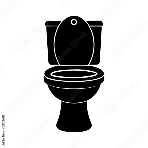 Black Silhouette of a Toilet Representing Bathroom and Hygiene Concept in Vector Design