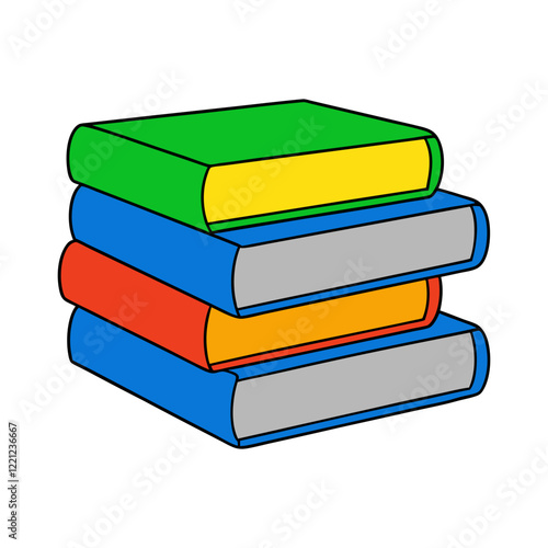 Cartoon Illustration of a Colorful Stack of Books for Educational and Academic Concepts photo