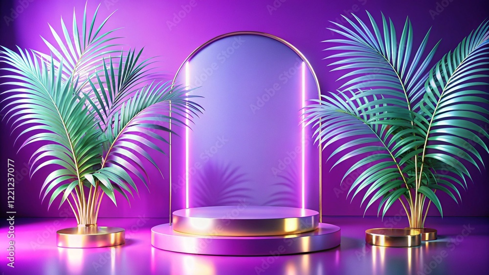 Product mockup templet, Golden luxury empty podium Illustration