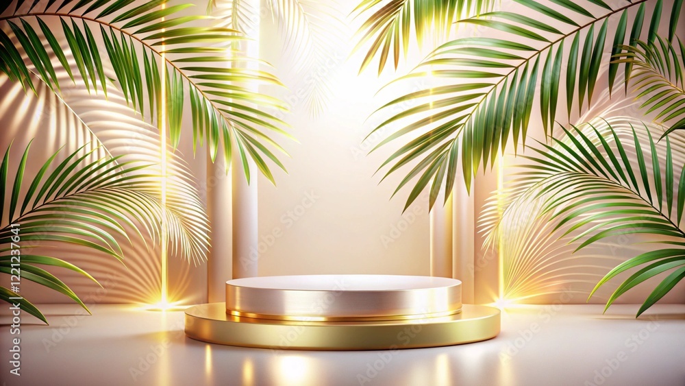 Product mockup templet, Golden luxury empty podium Illustration