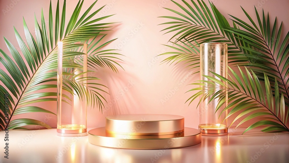 Product mockup templet, Golden luxury empty podium Illustration