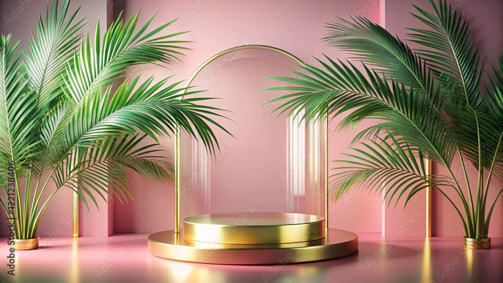Product mockup templet, Golden luxury empty podium Illustration