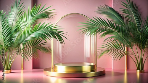 Obraz na płótnie Product mockup templet, Golden luxury empty podium Illustration w salonie
