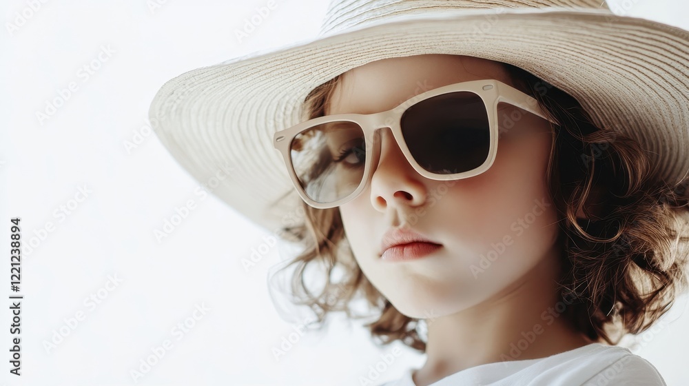 Stylish Child in Sunglasses and Hat Stylish Child in Sunglasses and Hat