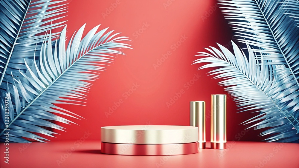 Product mockup templet, Golden luxury empty podium Illustration