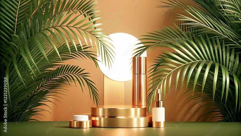 Product mockup templet, Golden luxury empty podium Illustration