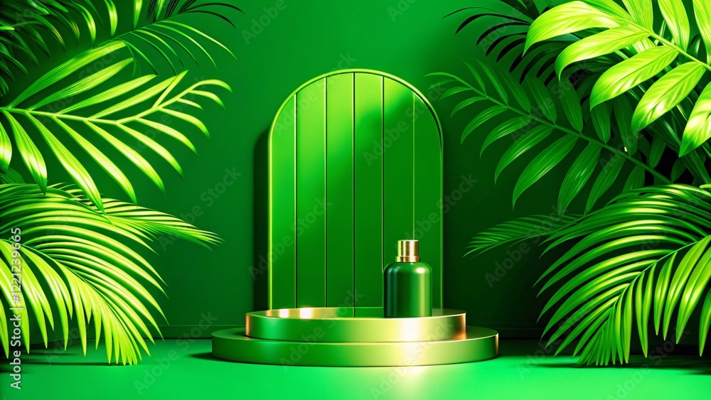 Product mockup templet, Golden luxury empty podium Illustration