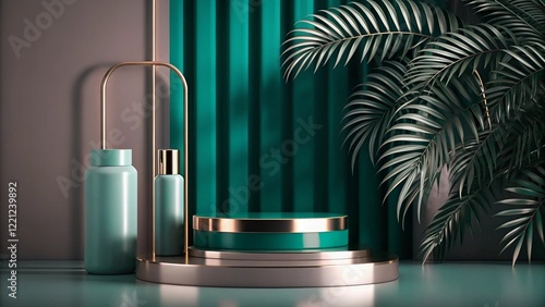 Product mockup templet, Golden luxury empty podium Illustration