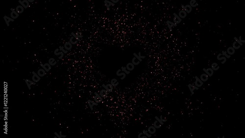 Valentine Day Heart shape confetti emanation loop on alpha